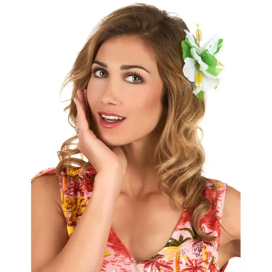Fleur Blanche Style Hawai Sur Barrette Ă Cheveux
