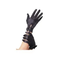 Gants Noirs Courts Ouverts Avec Petit Noeud