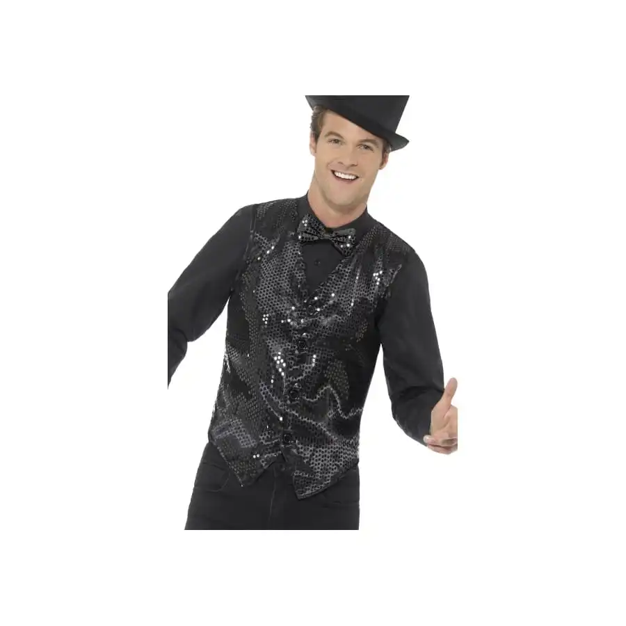 Gilet Noir Ă Sequins Pour Homme