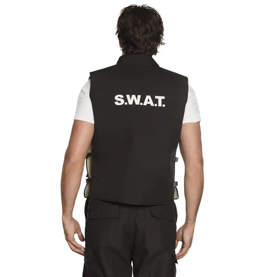 Gilet SWAT Noir Sans Manche Pour Adulte – Image 2