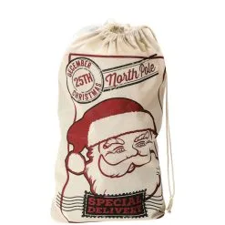 Hotte De Noël Toile De Jute Imprimée Du Père Noel