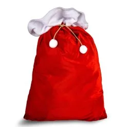 Hotte De Père Noël Rouge Imitation Velours