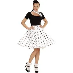 Jupe Blanche à Pois Noirs Avec Foulard