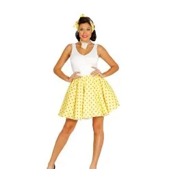 Jupe Courte Vintage Jaune à Pois Pour Femme