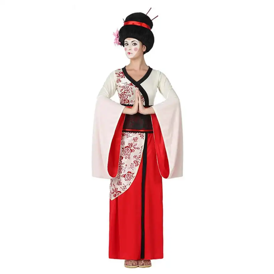 Kimono Rouge Blanc De Geisha Pour Femme