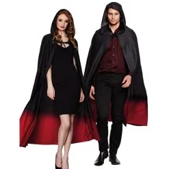 Longue Cape Avec Capuche Dégradée Rouge Adulte