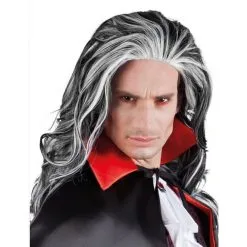 Longue Perruque Avec Mèches Blanches, Vampire