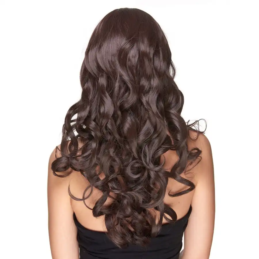 Longue Perruque Chatain Bouclée, Luxe – Image 2