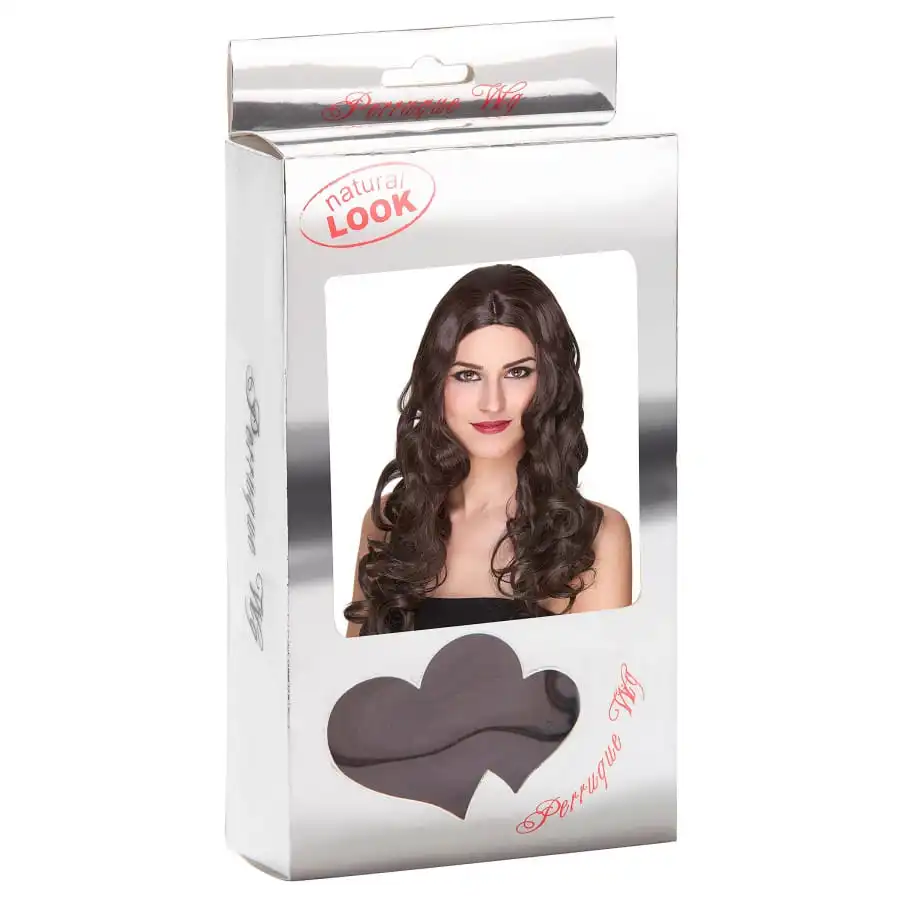 Longue Perruque Chatain Bouclée, Luxe – Image 3