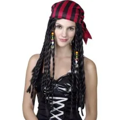 Longue Perruque De Femme Pirate Avec Bandana