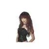 Longue Perruque Gothique Noire Mèches Rouges