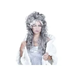 Longue Perruque Grise Ondulée Avec Volume