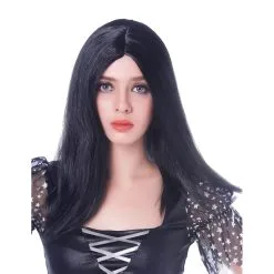 Longue Perruque Noire Lisse De 45cm