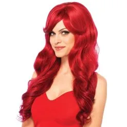 Longue Perruque Ondulée Rouge Unie Glamour