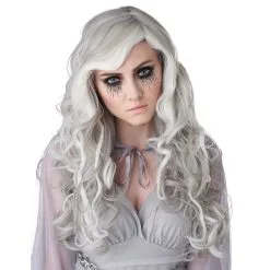 Longue Perruque Phosphorescente Grise Pour Femme
