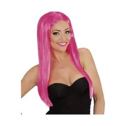 Longue Perruque Rose Lisse Raie Centrale