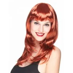Longue Perruque Rousse Avec Frange