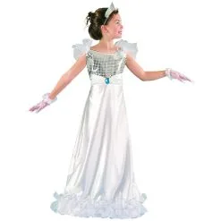 Longue Robe Blanche Argentée De Petite Princesse