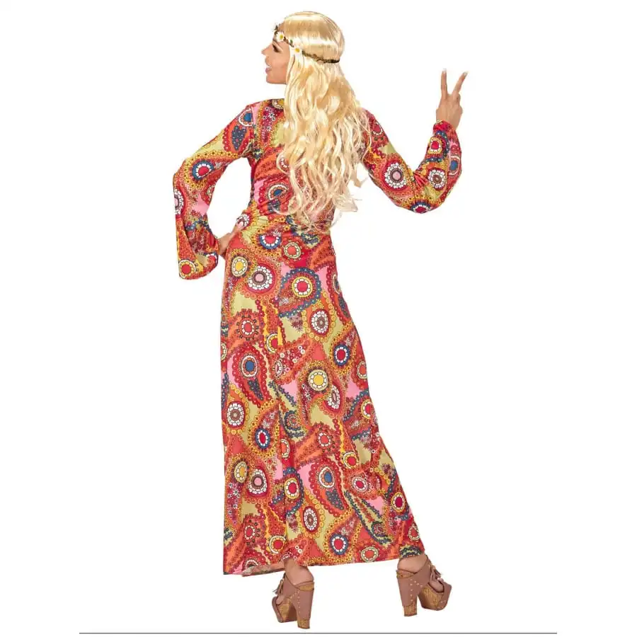 Longue Robe Hippie Multicolore Motifs 60's – Image 2