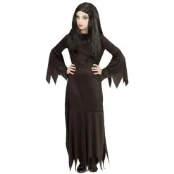 Longue Robe Noire Unie Pointue De Sorcière, Fille