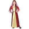 Longue Robe Rouge Et Jaune Médiévale Pour Fille
