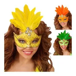 Loup Avec Grosses Paillettes Et Plumes Centrales