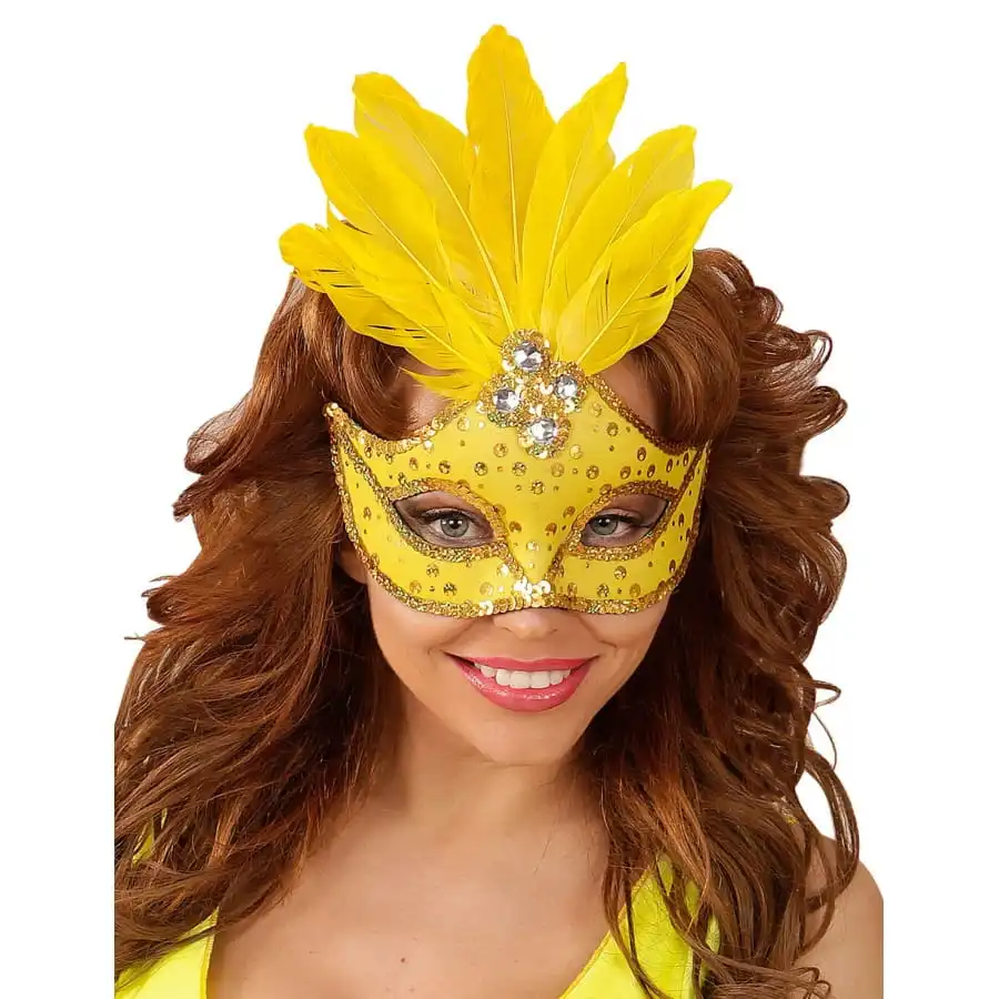 Loup Avec Grosses Paillettes Et Plumes Centrales – Image 4