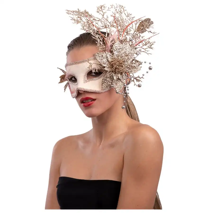 Loup Rose Avec Fleurs Et Branchages D'un Côté