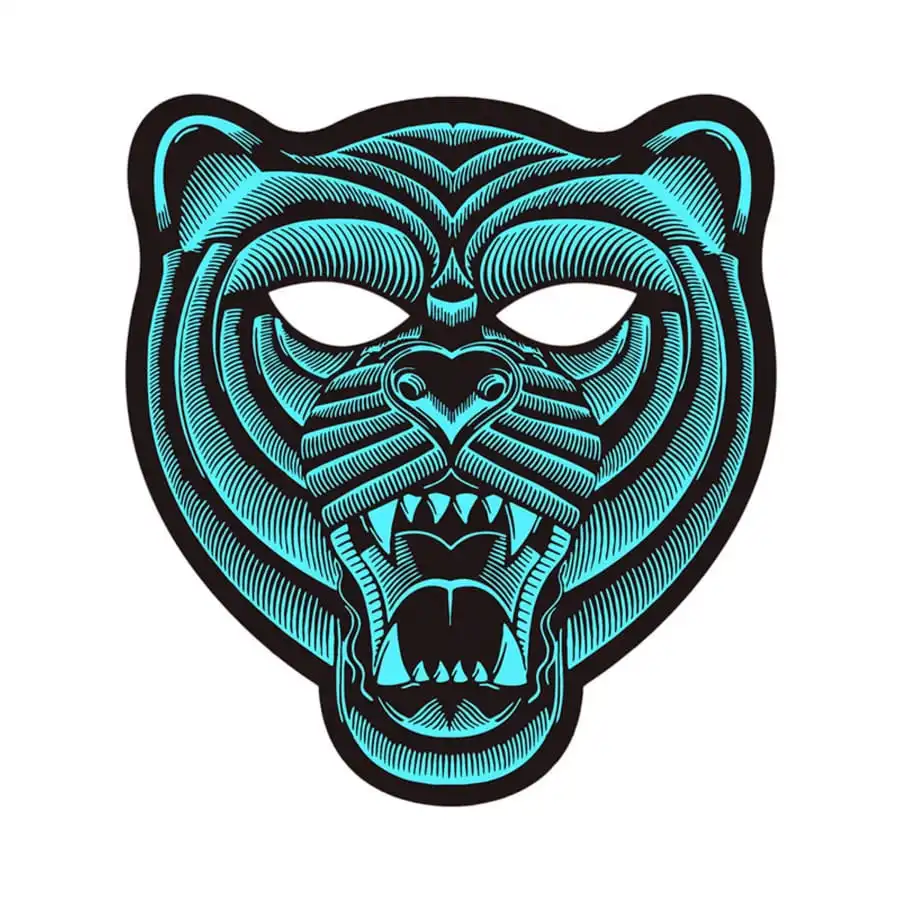 Masque De Tigre LED Réactif à La Musique, Adulte