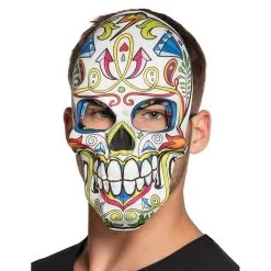 Masque Facial Blanc Dia De Los Muertos Pour Adulte