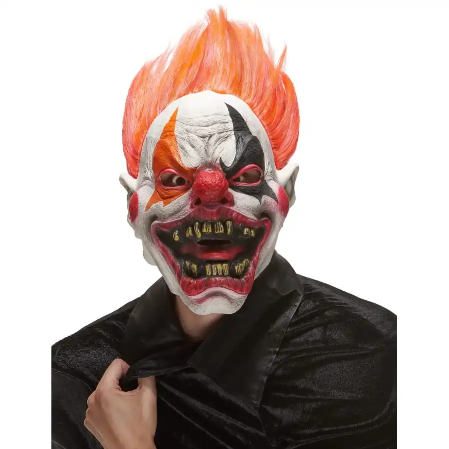 Masque Horrible Clown Avec Cheveux Rouges