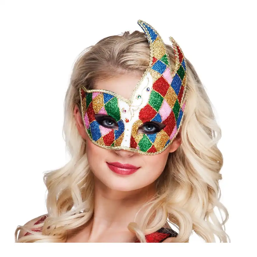 Masque Loup Arlequin Recouvert De Paillettes