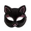 Masque Loup De Chat Noir Avec Traits Rose