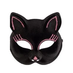 Masque Loup De Chat Noir Avec Traits Rose