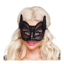 Masque Loup De Chat Noir En Dentelle