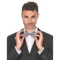 Noeud Papillon Argenté Pailleté Sur élastique