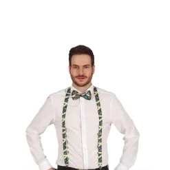 Paire De Bretelles Vertes Avec Motifs De Noël