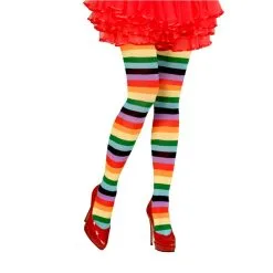 Paire De Collants Rayés Multicolores