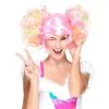 Perruque à Couettes Bouclées Rose Clair