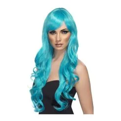 Perruque Bleue Longues Boucles