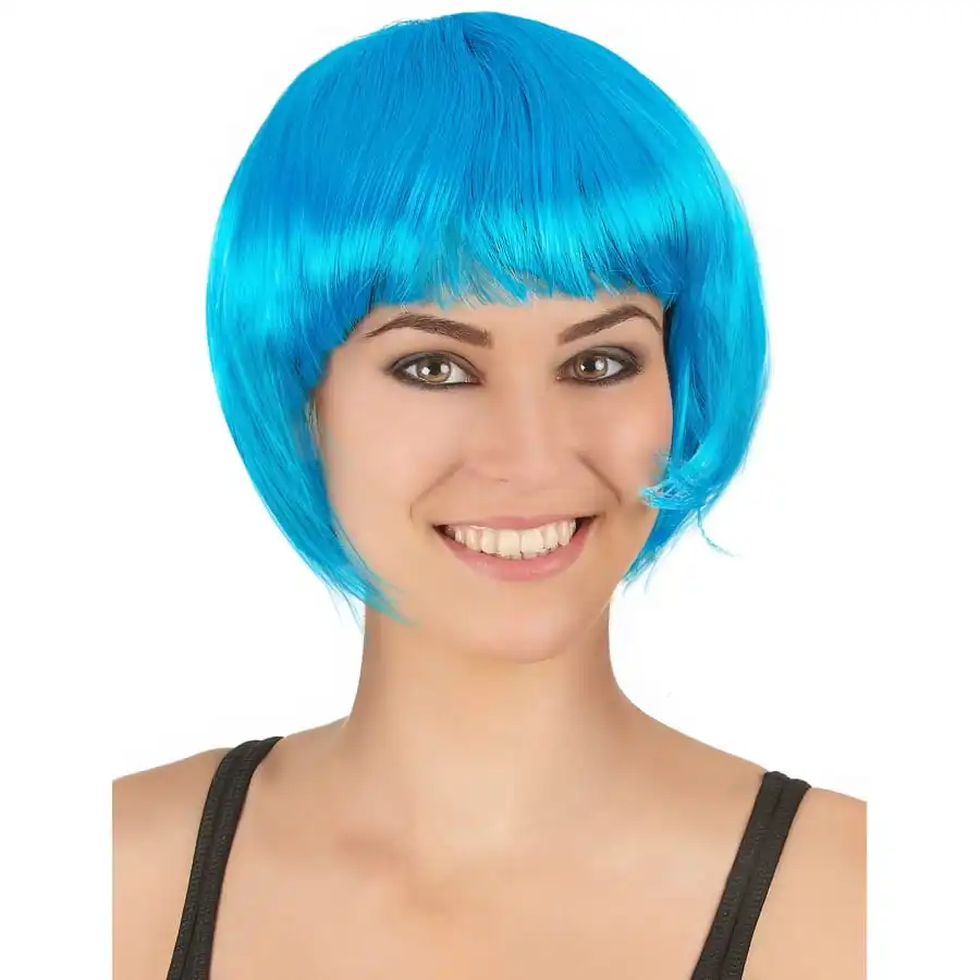 Perruque Bob Courte Bleu Aqua