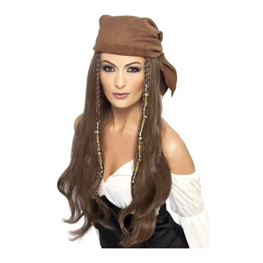 Perruque Brune Pirate Avec Bandana