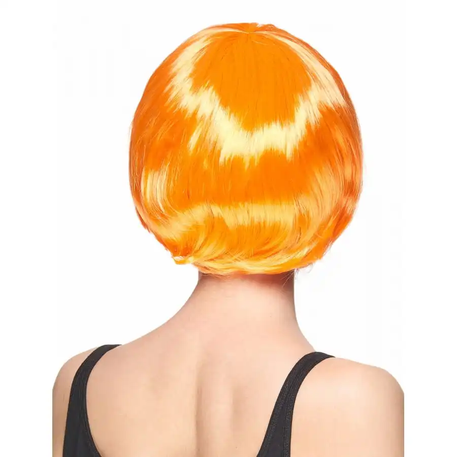 Perruque Carré Court Orange à Frange Droite – Image 2