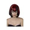 Perruque Carré Noir Et Rouge, Frange En Pointe