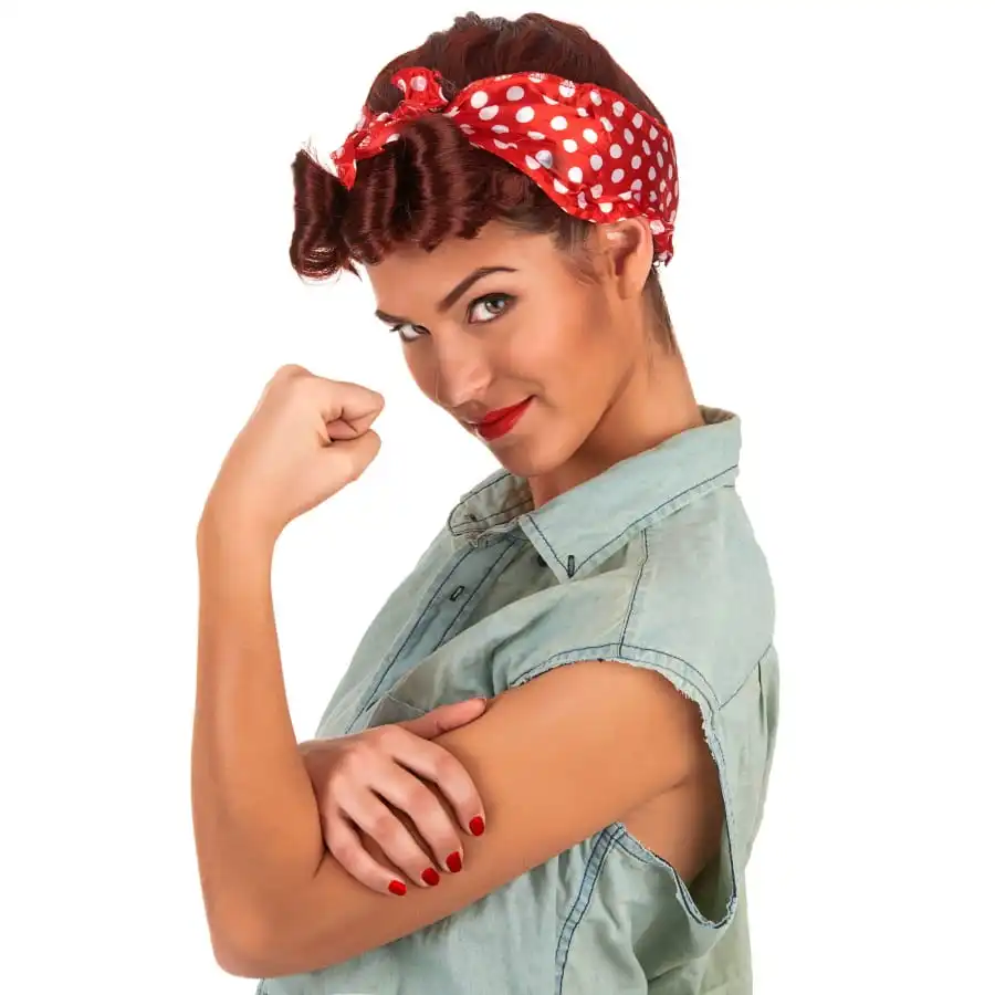 Perruque Chatain Courte Avec Foulard Rouge 50's