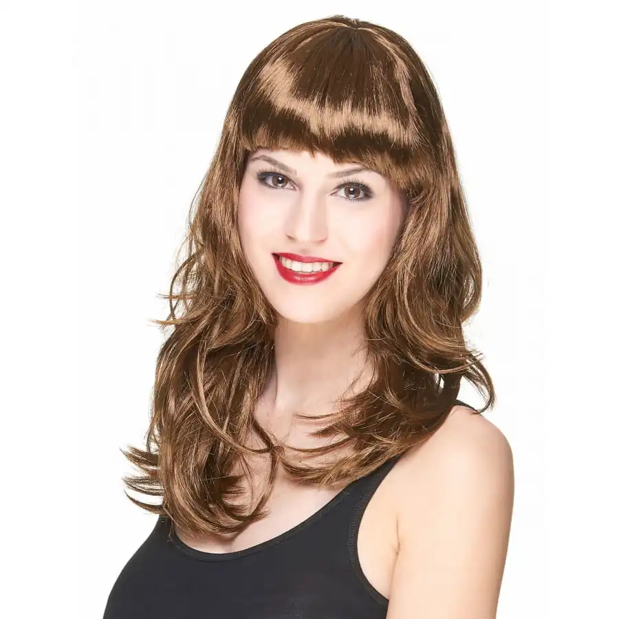 Perruque Châtain Mi-longue à Frange Droite – Image 2