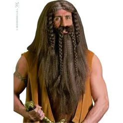 Perruque De Barbare Avec Barbe Et Moustaches