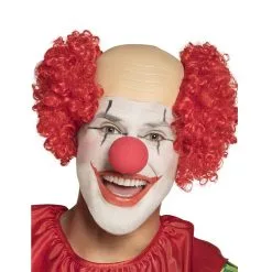 Perruque De Clown Crâne Rasé Avec Cheveux Rouges