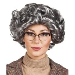 Perruque Grise Courte Et Bouclée