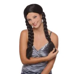 Perruque Noire Avec Double Tresses